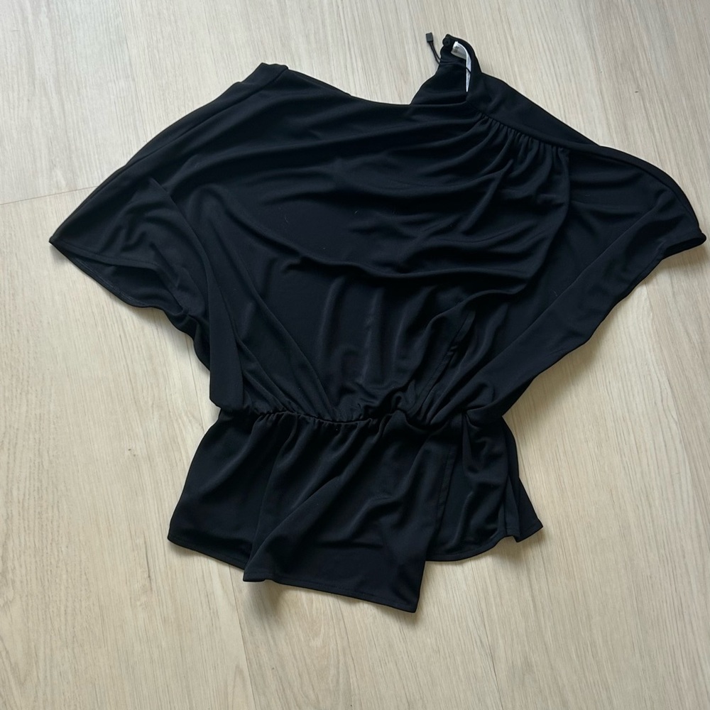 Mango Elegant Black Gathered Top